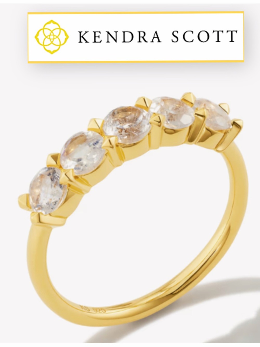 NWT Kendra Scott Blakely 18K Gold Vermeil Band Ring in Rainbow Moonstone